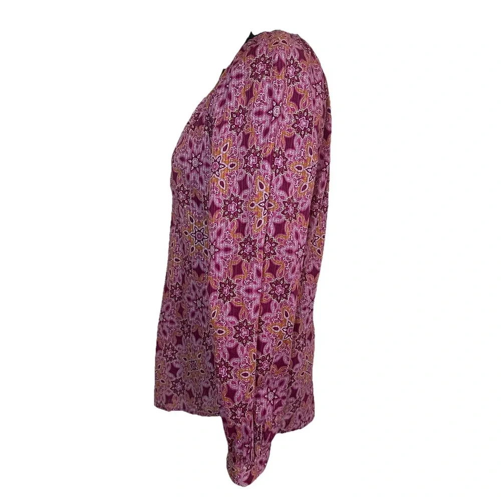 Robert Graham Women's SMALL Pink‎ Purple Beaded Embroidered Paisley Boho Blouse